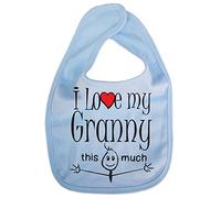Image is Everything IiE, I Love My Granny This Much, Grandson Granddaughter Baby Unisex Soft Cotton Feeding Bib, Sky Blue