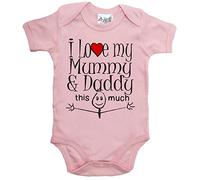 Image is Everything IiE, I Love My Mummy & Daddy This Much, Cute Baby Unisex Bodysuit 3-6m Pink