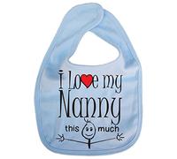 Image is Everything IiE, I Love My Nanny This Much, Grandson Granddaughter Baby Unisex Soft Cotton Feeding Bib, Sky Blue