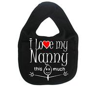 Image is Everything IiE, I Love My Nanny This Much, Grandson Granddaughter Baby Unisex Soft Cotton Feeding Bib, Black
