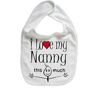 Image is Everything IiE, I Love My Nanny This Much, Grandson Granddaughter Baby Unisex Soft Cotton Feeding Bib, White