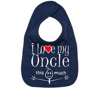 Image is Everything IiE, I Love My Uncle This Much, Niece Nephew Baby Unisex Soft Cotton Feeding Bib, Navy Blue