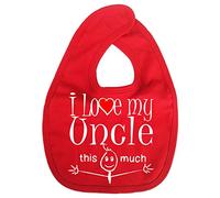 Image is Everything IiE, I Love My Uncle This Much, Niece Nephew Baby Unisex Soft Cotton Feeding Bib, Red