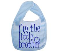 Image is Everything IiE, I'm the Little Brother, Cute Sibling Baby Boy Soft Cotton Feeding Bib, Sky Blue
