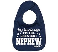 Image is Everything IiE, My Uncle says I'm the Greatest Nephew Ever! Baby Boy Soft Cotton Feeding Bib, Navy Blue
