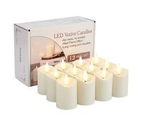 IMAGE LED Hanging Candles - 12pcs Battery Operated 3D Wick Ivory Flameless Votive, Timer, Gradient Effect (Warm White)