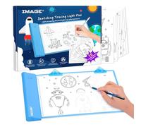 IMAGE Light Up Tracing Pad Light Board Drawing Tablet Coloring Board for Kids Children to for Girls and Boys (Includes 10 Traceable Sheets and Two Clips) (Blue)