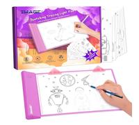 IMAGE Light Up Tracing Pad Light Board Drawing Tablet Coloring Board for Kids Children to for Girls and Boys (Includes 10 Traceable Sheets and Two Clips) (Pink)