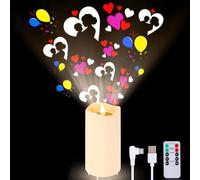 IMAGE MAGE Flameless Candles Light, Mothers Day Gifts Night Light with Projector, Battery/USB-C LED Candle Indoor Light for Mom and Wife, 6 Holiday Slides, Remote Control & Timer
