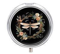 Image of Dragonfly in Wreath Pill Case Pill Box with 3 Compartments