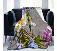 Image of Dragonfly in Wreath Throw Blankets Flannel Blanket Warm Cozy Bed Blanket Lightweight Soft Blankets for Couch Sofa Bed Chair Home Decor 40"X30"