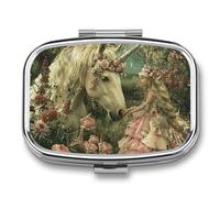 Image of Magic Horse Pill Organizer Metal Pill Box - 2 Compartments, Sleek & Portable Medicine Case for Travel, Daily Use
