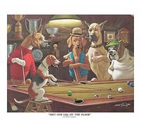 Image on ROLLED CANVAS Hey! One Leg on the Floor Sarnoff Arthur - Animals horizontal Art print Dogs Beer Cigars Billiards Smoking Cartoon Game Ro Canvas fine a 20_X_26_in