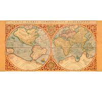 Image on ROLLED CANVAS Orbis Terrae Compendiosa Descriptio 1587 Anonymous - Maps horizontal Art print Orbis Terrae Compendiosa Descriptio 1587 Canvas fine art 24_X_49_in