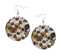 Imagen De Pug Leather Round Earrings Color Valentine'S Day Festival Activities Fashion Women'S