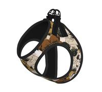 Imagen De Pug Print Adjustable Reflective Harness Leash Set For Cats, Dogs And Small Pets, Soft Breathable Mesh Walking Vest With Escape-Proof Lead