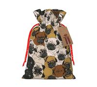 Imagen De Pug Print Drawstring Gift Reusable Bags Party Favors Holiday Birthday Eco-Friendly Pouches