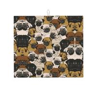 Imagen De Pug Print Microfiber Dish Drying Mat,Absorbent Quick Dry Kitchen Counter Mat,Non Slip Foldable Drainer Pad