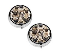 Imagen De Pug Print Pill Box 3 Compartment Medicine Pill Case,Portable for Pocket Or Purse Pill Organizer Decorative Metal Medicine Vitamin Organizer Unique Gift