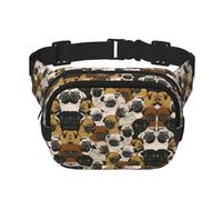 Imagen De Pug Print Waist Pack Fanny Pack Belt Bag for Men Women,Waterproof Adjustable Strap 3 Pockets for Outdoor Travel