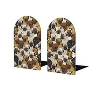 Imagen De Pug Print Wooden Bookends,Book Organizer for Books,Magazines,DVDs and Video Games