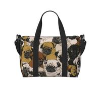 Imagen De Pug Printed Travel Duffel Bag for Women Men - Weekend Overnight Bags with Adjustable Shoulder Strap and Handle