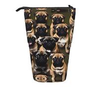 Imagen De Pug-Standard Print Telescopic Standing Pencil Bag/Stand Up Stationery Bag/Makeup Bag/Storage Case