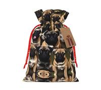 Imagen De Pug-Standardprint Christmas Gift Bag, Drawstring Christmas Bags For Holiday Gifts, Party Favors