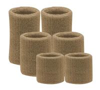 IMAGERIO Multi-Sizes Sweatbands Sports Wristband for Men & Women - 6 Pack Moisture Wicking Wrist Bands Athletic Cotton Terry Cloth Sweatband for Tennis,Basketball,Running,Gym,Working Out -LightCamel