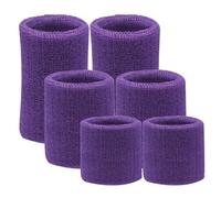 IMAGERIO Multi-Sizes Sweatbands Sports Wristband for Men & Women - 6 Pack Moisture Wicking Wrist Bands Athletic Cotton Terry Cloth Sweatband for Tennis,Basketball,Running,Gym,Working Out -Purple
