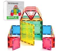IMAGIMAGS 38-Piece Magnetic Square Set, Building Tiles Expansion | Expansion Pack, Strong Magnets, Double Rivets, Easy for little hands, Ages 3+