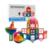 IMAGIMAGS Magnetic Building Tiles, 48 Piece Architectural Dome Set with Windows and Parapets, Educational Creative Learning Building Block Toys, STEM Playroom Set for Children Ages 3+