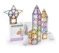 Imagimags Pastel Magnetic Tiles, 108-Piece Palatial Set with Stairs | palace & Castle Building Blocks, Strong Magnets, STEM Toy, Ages 3+