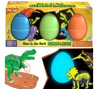 Imagimake Mapology Dinosaur and Egg in the Dark Set of 3 Eggs, 3D Dinosaur Puzzle for Kids, Build and Play with Luminous Dinosaurs, Birthday Gifts