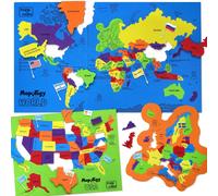 Imagimake Mapology USA & World Map Puzzle with Flags Capitals Stickers | Educational Toys for Ages 5-7 | Jigsaw Puzzles for Kids Ages 8-10 | Geograp
