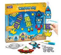 Imagimake Window Art - Rocket, DIY Mess-Free Craft Kit for Kids Ages 5+