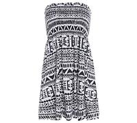 IMAGINARY LADIES WOMENS FLORAL SHEERING BOOBTUBE STRETCH MINI DRESS TOPS PLUS SIZE 8-22[Big Aztec,UK 14-16]