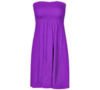 IMAGINARY LADIES WOMENS FLORAL SHEERING BOOBTUBE STRETCH MINI DRESS TOPS PLUS SIZE 8-22[Purple,UK 12-14]