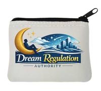 Imaginary Scene with Moon and Cityscape Neoprene Coin Purse Pouch 10x11cm White