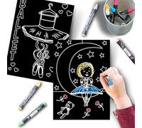 Imagination Starters - Ballerina Placemats, Travel Colouring Set, Travel Games for Kids, 2 Double-Sided Mats & 4 Washable Crayons, Travel Toys for Toddlers on Plane
