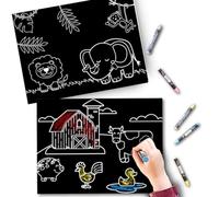 Imagination Starters - Farm & Jungle Travel Mats, Travel Colouring Set, Travel Games for Kids, 2 Double-Sided Mats & 4 Washable Crayons, Travel Toys for Toddlers on Plane