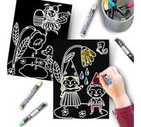 Imagination Starters - Gnomes & Fairies MiniMats, Travel Colouring Set, Travel Games for Kids, 2 Double-Sided Mats & 4 Washable Crayons, Travel Toys for Toddlers on Plane