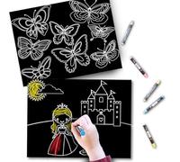 Imagination Starters - Princess & Butterfly Travel Mats, Travel Colouring Set, Travel Games for Kids, 2 Double-Sided Mats & 4 Washable Crayons, Travel Toys for Toddlers on Plane