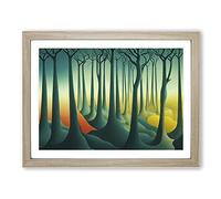 Imaginative Abstract Forest Framed Print | A2 Oak Framed Wall Art | Ready to Hang | Abstract Landscape Picture | Living Room Bedroom Lounge Office
