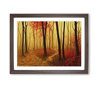Imaginative Autumn Forest Framed Print | A4 Walnut Framed Wall Art | Ready to Hang | Modern Landscape Picture | Living Room Bedroom Lounge Office