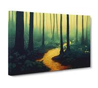 Imaginative Colourful Forest Canvas Print | Gallery Wrapped 30mm Frame Wall Art | 30x20 inches | Ready to Hang | Contemporary Landscape Picture | Living Room Bedroom Lounge Office