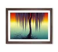 Imaginative Weeping Willow Tree Abstract Framed Print | A3 Walnut Framed Wall Art | Ready to Hang | Abstract Floral Picture | Living Room Bedroom Lounge Office