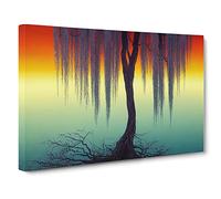 Imaginative Weeping Willow Tree Canvas Print | Gallery Wrapped 30mm Frame Wall Art | 30x20 inches | Ready to Hang | Abstract Landscape Picture | Living Room Bedroom Lounge Office