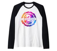 Imagine a colourful fantasy retro dragon Raglan Baseball Tee