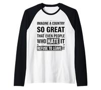 Imagine A Country So Great Patriotic American Flag Men Women Raglan Baseball Tee